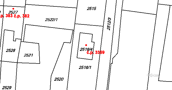 Kravaře 3359 na parcele st. 2516/4 v KÚ Kravaře ve Slezsku, Katastrální mapa