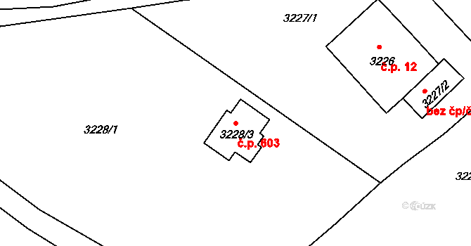 Podmoklice 603, Semily na parcele st. 3228/3 v KÚ Semily, Katastrální mapa