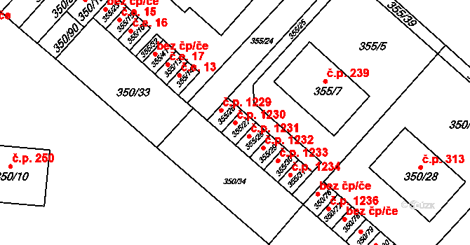 Dobšice 1230 na parcele st. 355/27 v KÚ Dobšice u Znojma, Katastrální mapa