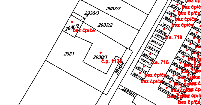 Slezská Ostrava 1136, Ostrava na parcele st. 2930/1 v KÚ Slezská Ostrava, Katastrální mapa