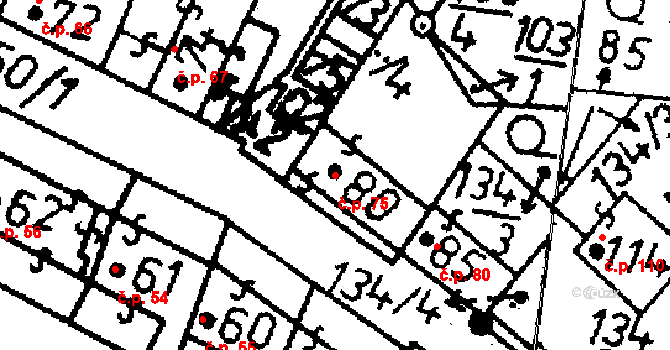 Heřmaň 75 na parcele st. 80 v KÚ Heřmaň, Katastrální mapa