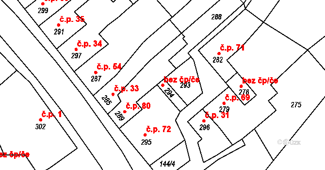 Mořice 38766949 na parcele st. 294 v KÚ Mořice, Katastrální mapa