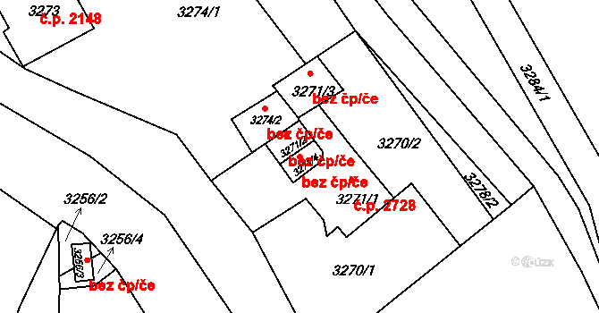 Chomutov 39090949 na parcele st. 3271/4 v KÚ Chomutov II, Katastrální mapa