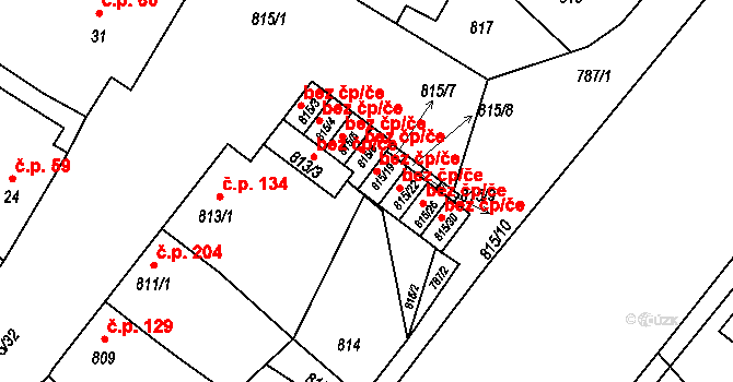 Týnec 40819949 na parcele st. 815/21 v KÚ Týnec na Moravě, Katastrální mapa