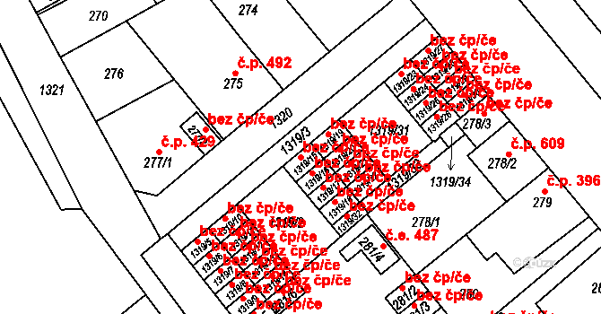 Plzeň 42833949 na parcele st. 1319/15 v KÚ Božkov, Katastrální mapa