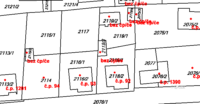 Třešť 44499949 na parcele st. 2119/3 v KÚ Třešť, Katastrální mapa