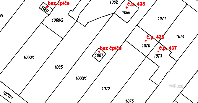 Šatov 47462949 na parcele st. 1067 v KÚ Šatov, Katastrální mapa
