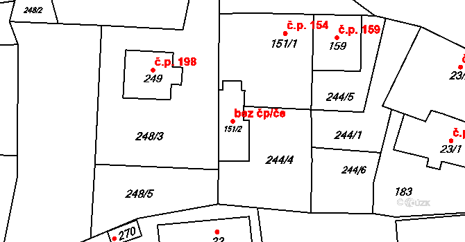 Ústí nad Orlicí 48573949 na parcele st. 151/2 v KÚ Kerhartice nad Orlicí, Katastrální mapa