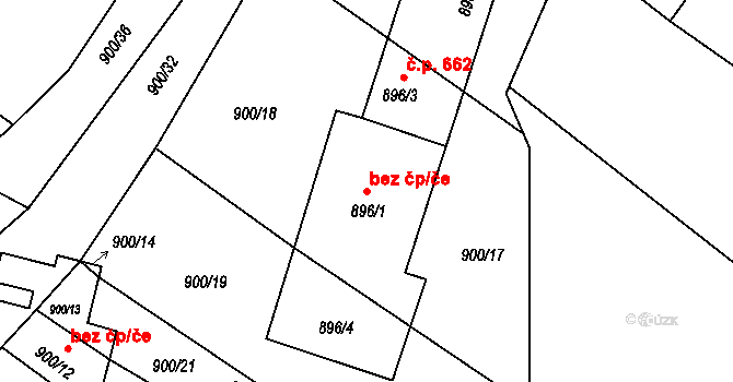 Slušovice 49817949 na parcele st. 896/1 v KÚ Slušovice, Katastrální mapa