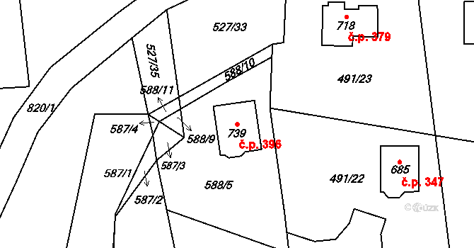 Maršov 396, Krupka na parcele st. 739 v KÚ Maršov u Krupky, Katastrální mapa