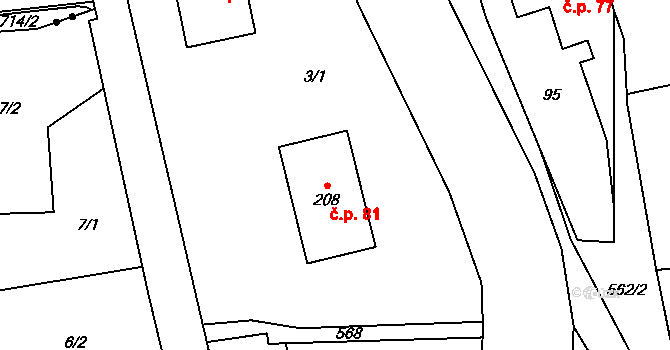 Dolní Teplice 81, Teplice nad Metují na parcele st. 208 v KÚ Dolní Teplice, Katastrální mapa