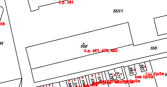 Velké Opatovice 479,480,481 na parcele st. 560 v KÚ Velké Opatovice, Katastrální mapa