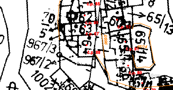 Čichtice 88, Bavorov na parcele st. 64 v KÚ Čichtice, Katastrální mapa
