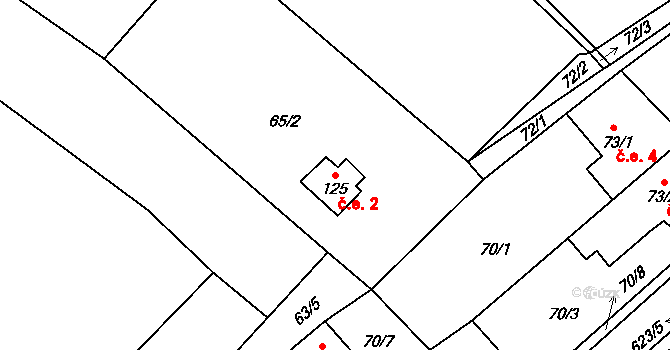 Chocenice 2 na parcele st. 125 v KÚ Chocenice, Katastrální mapa