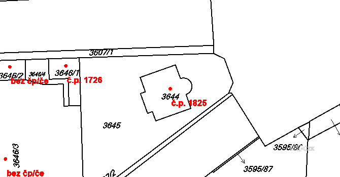Louny 1825 na parcele st. 3644 v KÚ Louny, Katastrální mapa