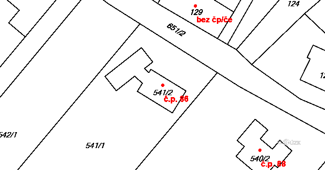 Bezuchov 86 na parcele st. 541/2 v KÚ Bezuchov, Katastrální mapa