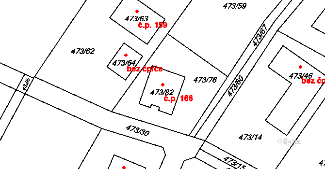 Libníč 166 na parcele st. 473/82 v KÚ Libníč, Katastrální mapa