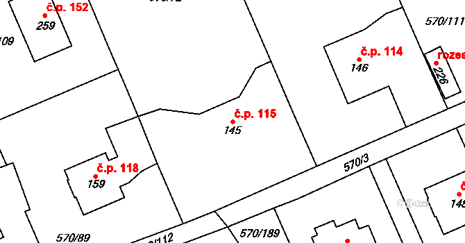 Pulice 115, Dobruška na parcele st. 145 v KÚ Pulice, Katastrální mapa