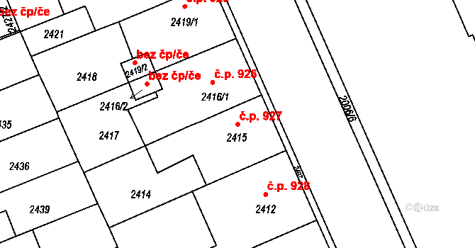 Holešov 927 na parcele st. 2415 v KÚ Holešov, Katastrální mapa