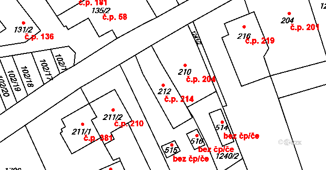 Protivanov 214 na parcele st. 212 v KÚ Protivanov, Katastrální mapa