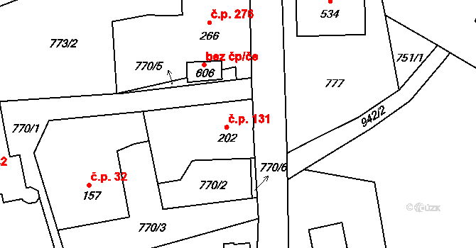 Kokonín 131, Jablonec nad Nisou na parcele st. 202 v KÚ Kokonín, Katastrální mapa