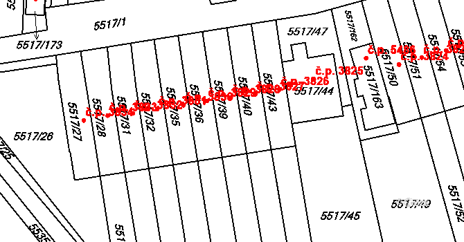 Jihlava 3828 na parcele st. 5517/39 v KÚ Jihlava, Katastrální mapa