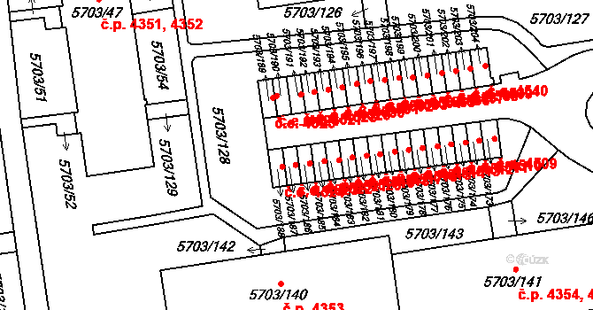 Jihlava 4522 na parcele st. 5703/186 v KÚ Jihlava, Katastrální mapa