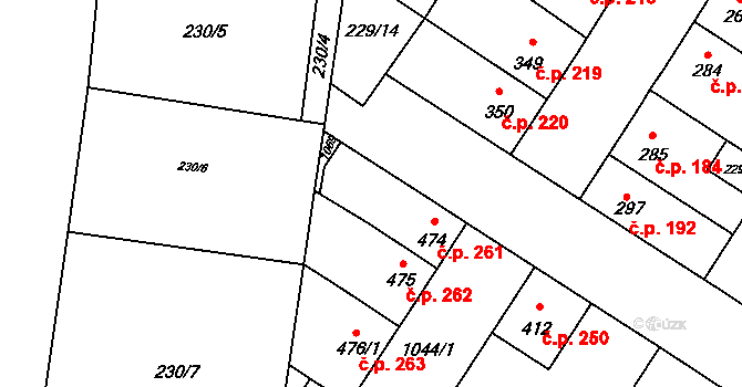 Humny 261, Pchery na parcele st. 474 v KÚ Pchery, Katastrální mapa