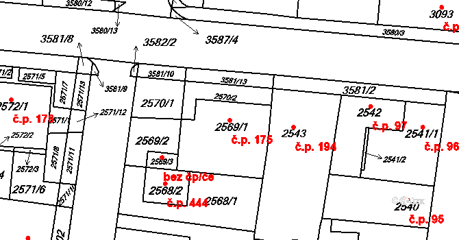 Nosálovice 175, Vyškov na parcele st. 2569/1 v KÚ Vyškov, Katastrální mapa