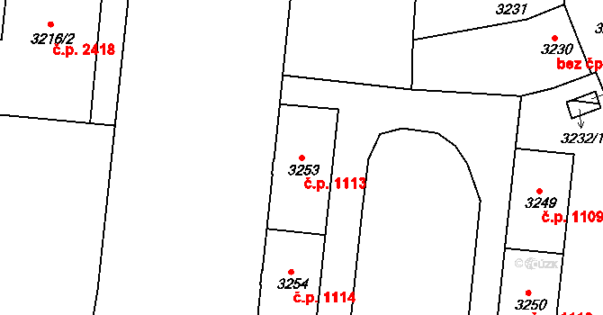 Pod Bezručovým vrchem 1113, Krnov na parcele st. 3253 v KÚ Krnov-Horní Předměstí, Katastrální mapa