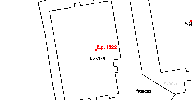 Kbely 1222, Praha na parcele st. 1938/176 v KÚ Kbely, Katastrální mapa