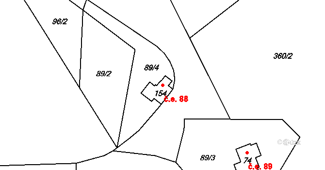 Štěnkov 88, Třebechovice pod Orebem na parcele st. 154 v KÚ Štěnkov, Katastrální mapa