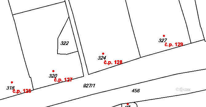 Drahlov 128, Charváty na parcele st. 324 v KÚ Charváty, Katastrální mapa