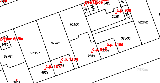 Horka-Domky 900, Třebíč na parcele st. 2653 v KÚ Třebíč, Katastrální mapa