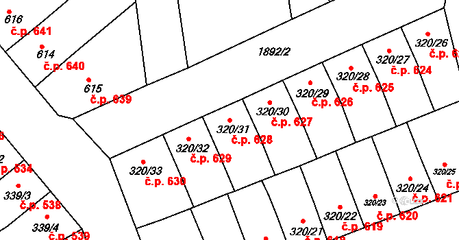 Předměstí 628, Svitavy na parcele st. 320/31 v KÚ Svitavy-předměstí, Katastrální mapa