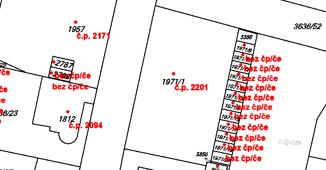Břeclav 2201 na parcele st. 1971/1 v KÚ Břeclav, Katastrální mapa