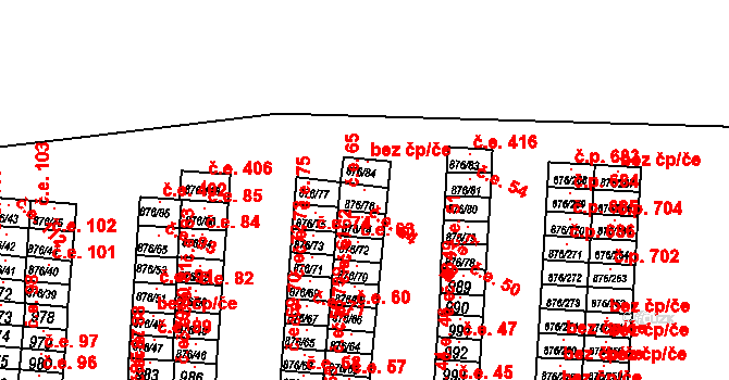 Postoloprty 65 na parcele st. 876/76 v KÚ Postoloprty, Katastrální mapa