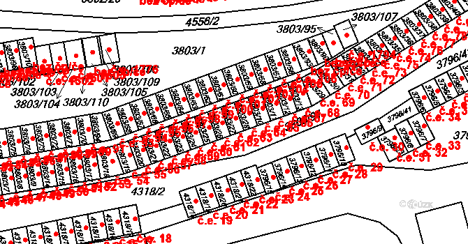 Teplice 63 na parcele st. 3803/27 v KÚ Teplice, Katastrální mapa
