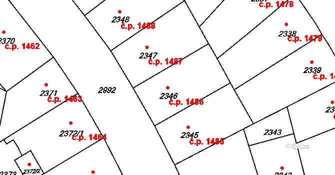 Nusle 1486, Praha na parcele st. 2346 v KÚ Nusle, Katastrální mapa
