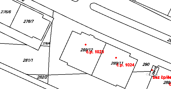 Braník 1023, Praha na parcele st. 289/12 v KÚ Braník, Katastrální mapa