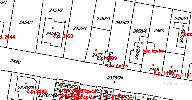 České Budějovice 5 1099, České Budějovice na parcele st. 2457 v KÚ České Budějovice 5, Katastrální mapa