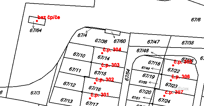 Liberec XXIII-Doubí 304, Liberec na parcele st. 67/14 v KÚ Doubí u Liberce, Katastrální mapa