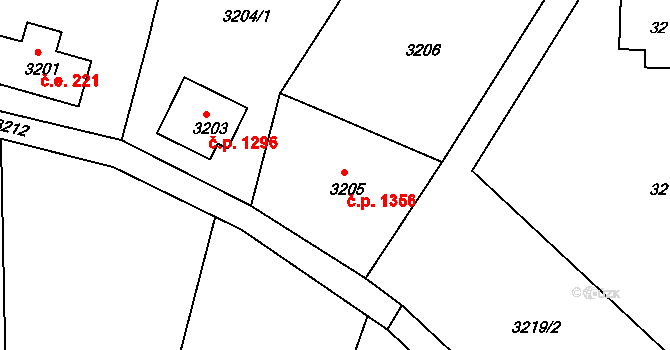 Rumburk 1 1356, Rumburk na parcele st. 3205 v KÚ Rumburk, Katastrální mapa