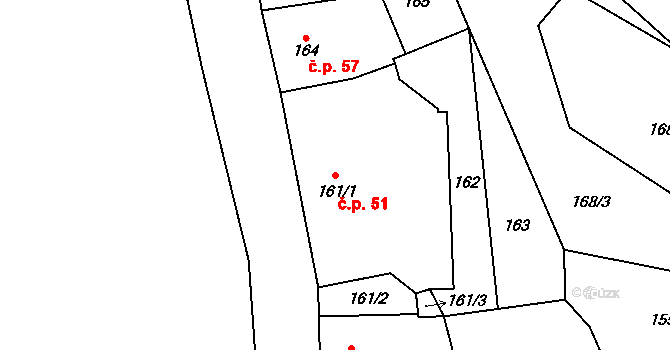 Bukovec 51, Plzeň na parcele st. 161/1 v KÚ Bukovec, Katastrální mapa