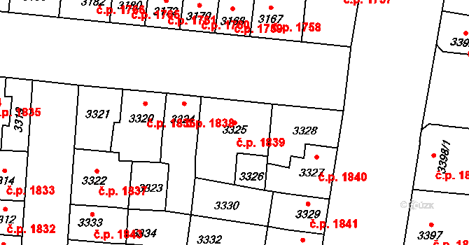 Prostějov 1839 na parcele st. 3325 v KÚ Prostějov, Katastrální mapa