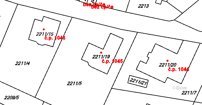 Liberec XIV-Ruprechtice 1045, Liberec na parcele st. 2211/19 v KÚ Ruprechtice, Katastrální mapa