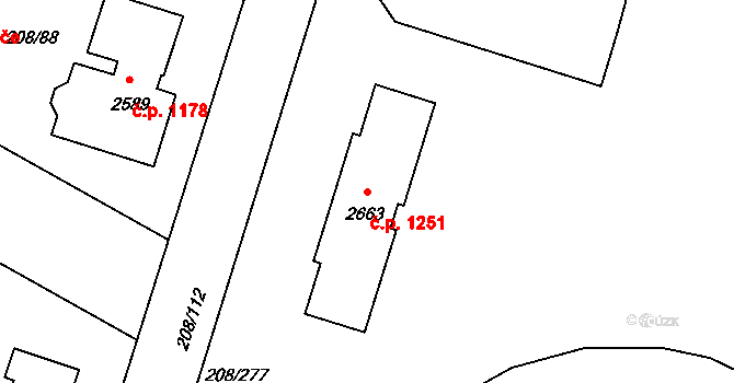 Přeštice 1251 na parcele st. 2663 v KÚ Přeštice, Katastrální mapa