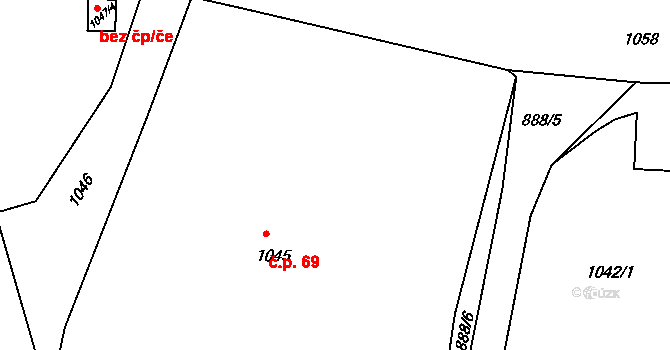 Česká Skalice 69 na parcele st. 1045 v KÚ Česká Skalice, Katastrální mapa
