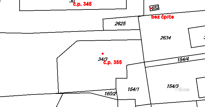 Čechtice 355 na parcele st. 34/3 v KÚ Čechtice, Katastrální mapa