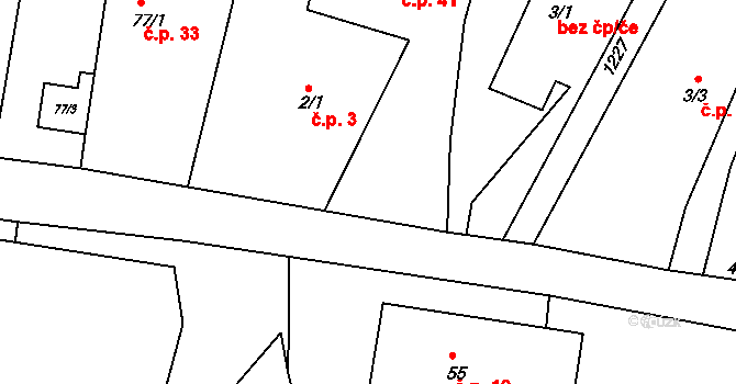Křešice 3, Olbramovice na parcele st. 2/1 v KÚ Křešice u Olbramovic, Katastrální mapa